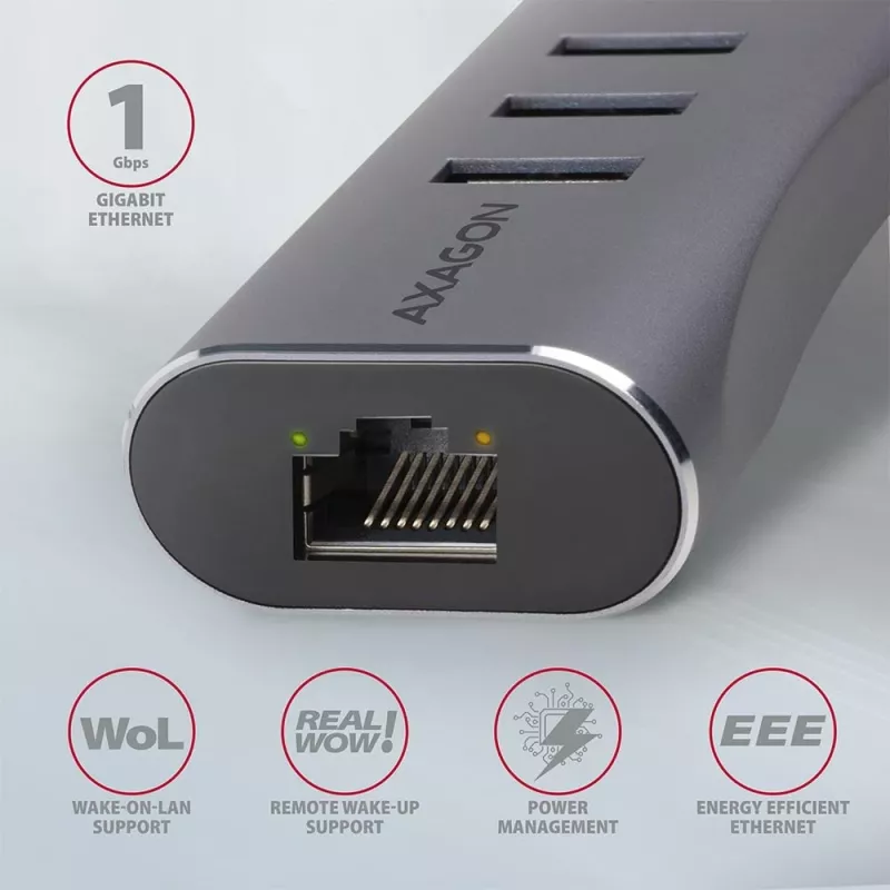 AXAGON HMA-GL3AP hub multiporta USB 3.0 Type-A LAN Gbit 3x USB-A