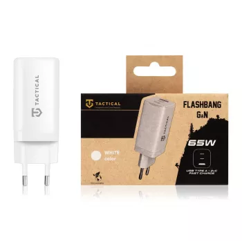 Tactical Adapter FlashBang GaN bianco 65W caricabatterie USB-C