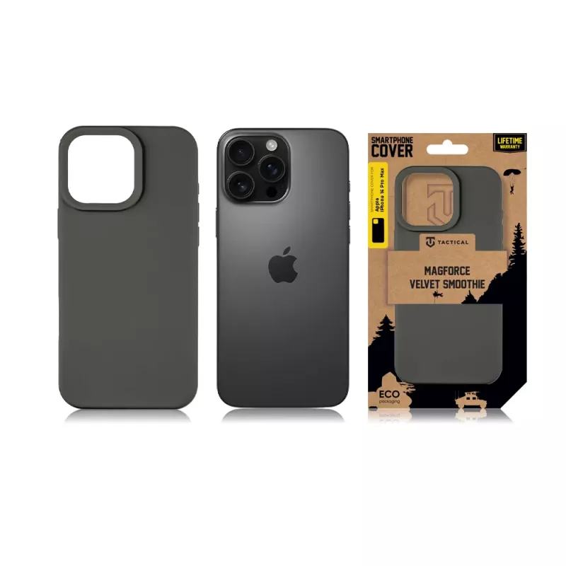 Tactical Back Cover MagForce Velvet Smoothie per iPhone 16 Pro Max - nero