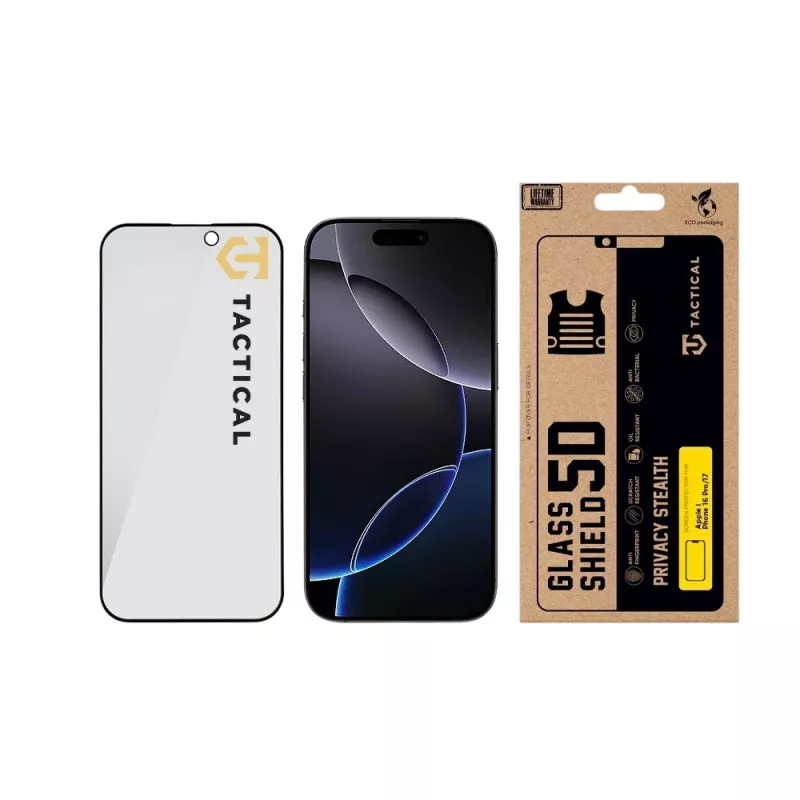 Tactical Glass Shield Privacy 5D per iPhone 16 Pro/17 nero