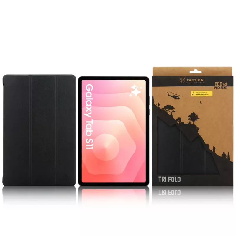 Tactical Book Cover Tri Fold Galaxy Tab S11 nero