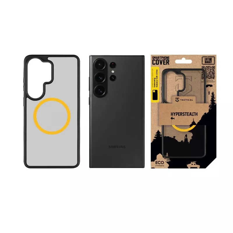 Cover posteriore tattica MagForce Hyperstealth 2.0 per Samsung Galaxy S26 Ultra, nero/giallo
