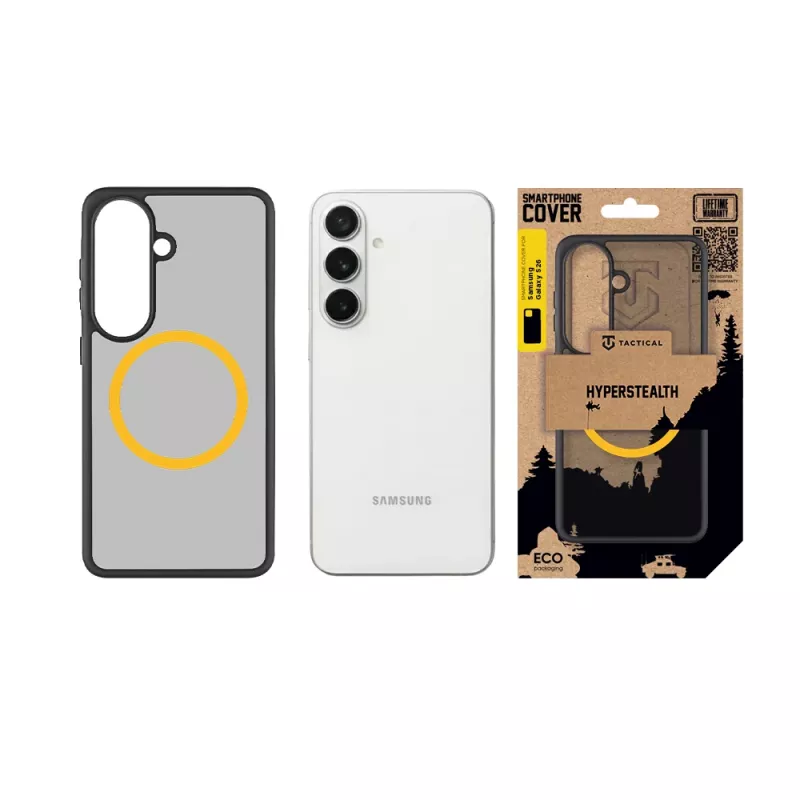 Cover posteriore tattica MagForce Hyperstealth 2.0 per Samsung Galaxy S26, nero/giallo