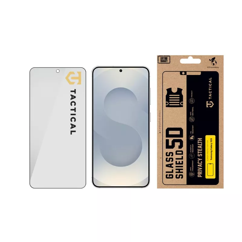 Tactical Glass Shield Privacy Stealth 5D per Samsung Galaxy S26 nero