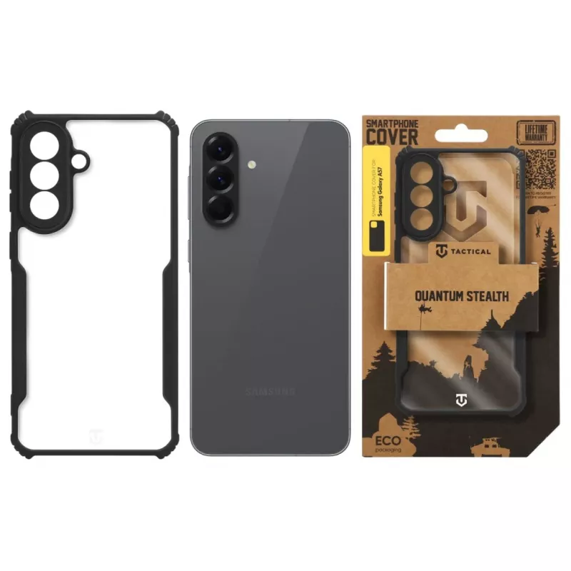Cover posteriore tattica Quantum Stealth Galaxy A57 trasparente/nero