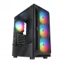Rampage SHIVA Case PC mid tower con finestra laterale in vetro temperato e 4 ventole RGB rainbow 120mm, nero