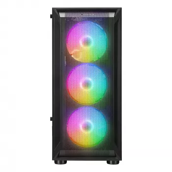 Rampage SHIVA Case PC mid tower con finestra laterale in vetro temperato e 4 ventole RGB rainbow 120mm, nero