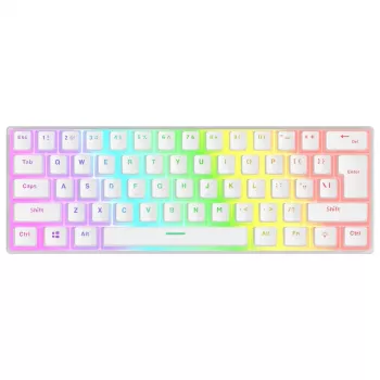 Rampage Radiant K11 Tastiera meccanica gaming 60%, bianco, switch blu, RGB
