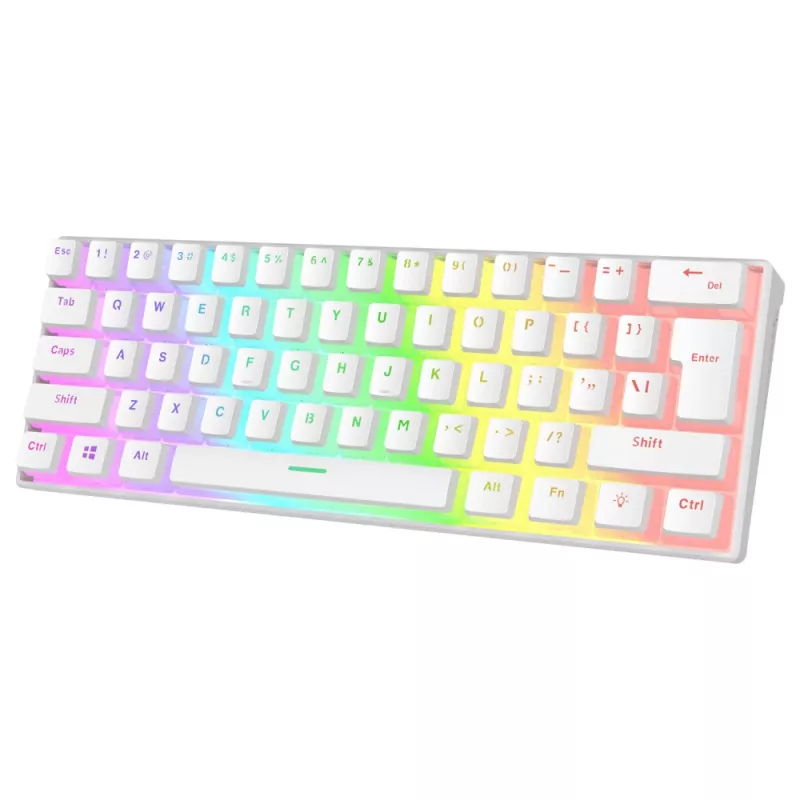 Rampage Radiant K11 Tastiera meccanica gaming 60%, bianco, switch blu, RGB