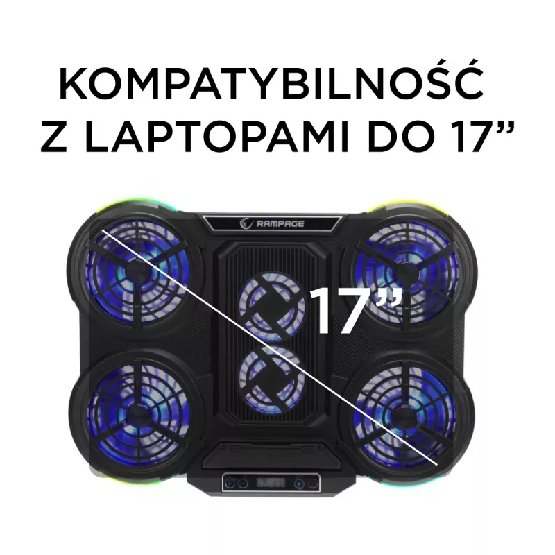 Rampage PROTE R6 Supporto di raffreddamento per laptop, 10-17 pollici, RGB