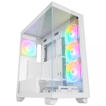 Rampage Hydra V1 Case PC mid tower, bianco, 4 ventole ARGB 120mm, USB-C/USB-A, hub ARGB, vetro temperato