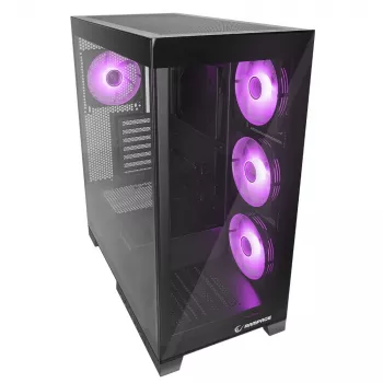 Rampage Hydra V2 Case PC mid tower con 4 ventole ARGB 120mm, vetro temperato, nero