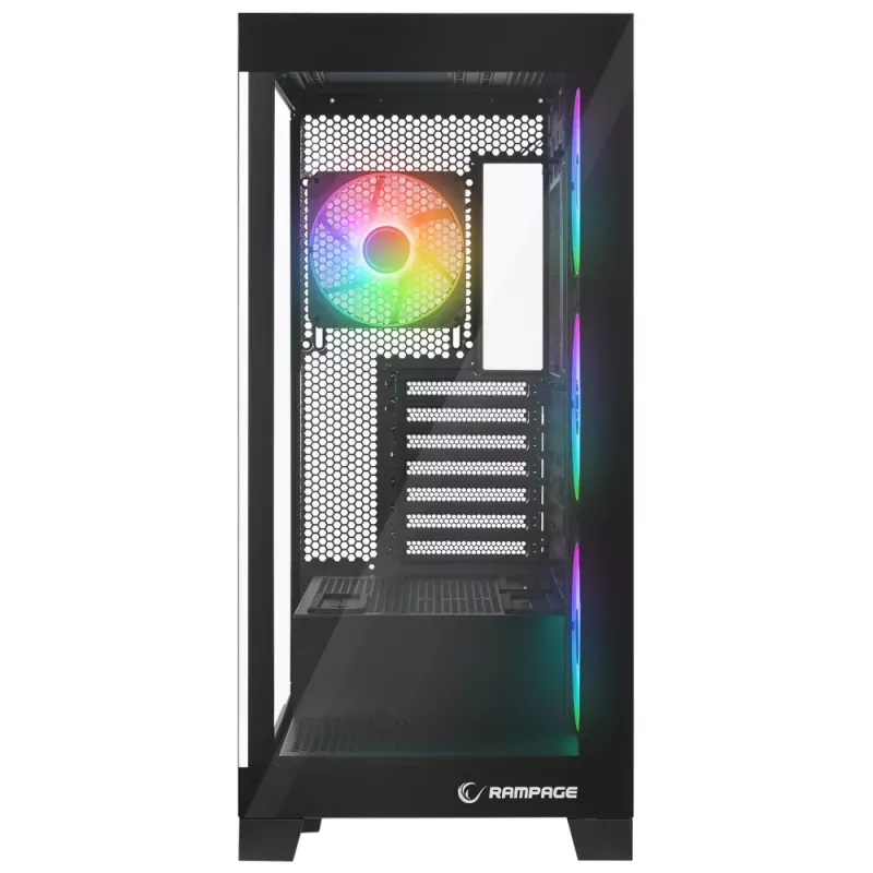 Rampage Hydra V2 Case PC mid tower con 4 ventole ARGB 120mm, vetro temperato, nero
