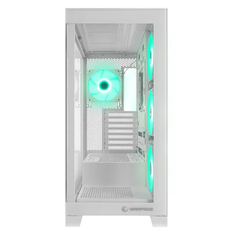 Rampage Hydra V2 Case PC mid tower bianco con 4 ventole ARGB 120mm e vetro temperato
