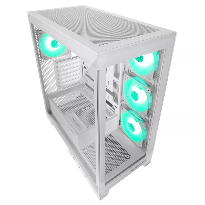 Rampage Hydra V2 Case PC mid tower bianco con 4 ventole ARGB 120mm e vetro temperato