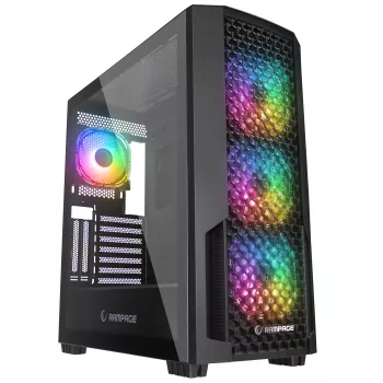 Rampage Shelob Case PC mid tower, 4 ventole ARGB, vetro temperato, nero