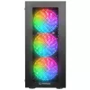 Rampage PLAID V1 Case PC mid tower con finestra in vetro temperato, 4 ventole RGB 120mm, nero