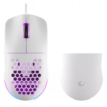 Rampage BLINK Mouse da gaming con filo, 12800 DPI, RGB, sensore ottico, bianco
