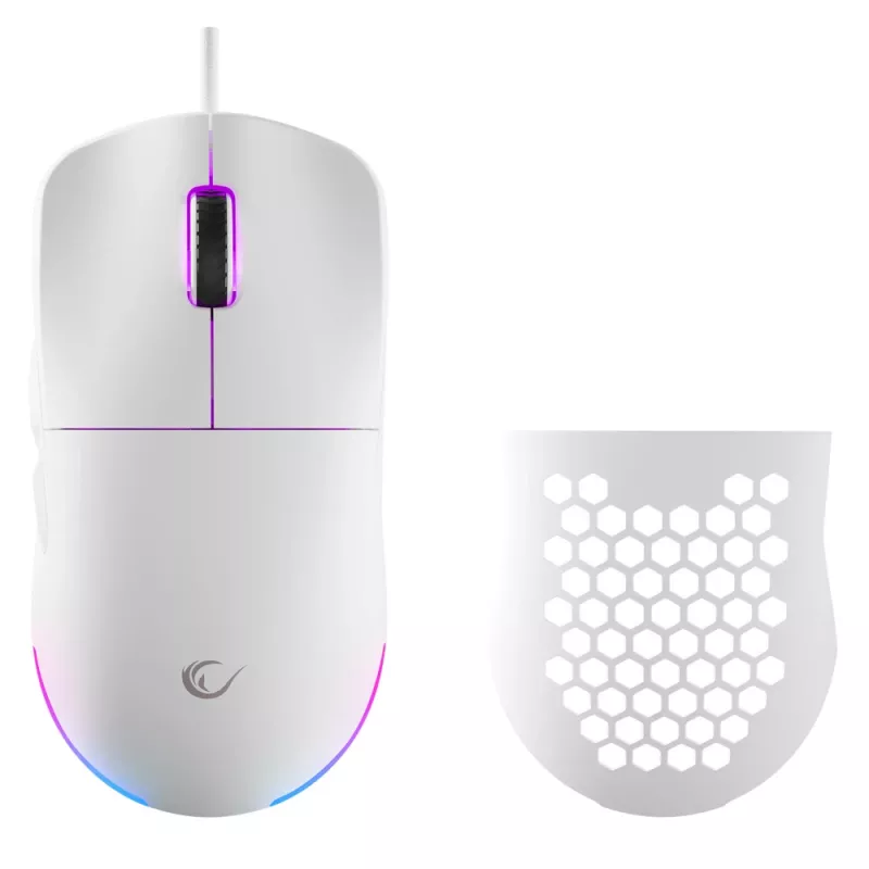 Rampage BLINK Mouse da gaming con filo, 12800 DPI, RGB, sensore ottico, bianco