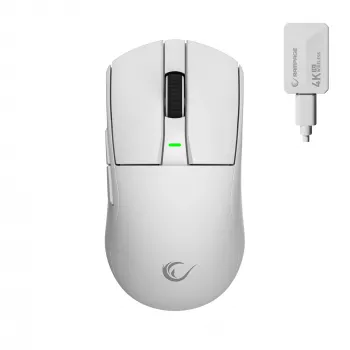 Rampage Zenith Pro Mouse da gaming wireless 26000 DPI bianco + ricevitore 4KHz PAW3395 BT 5.2