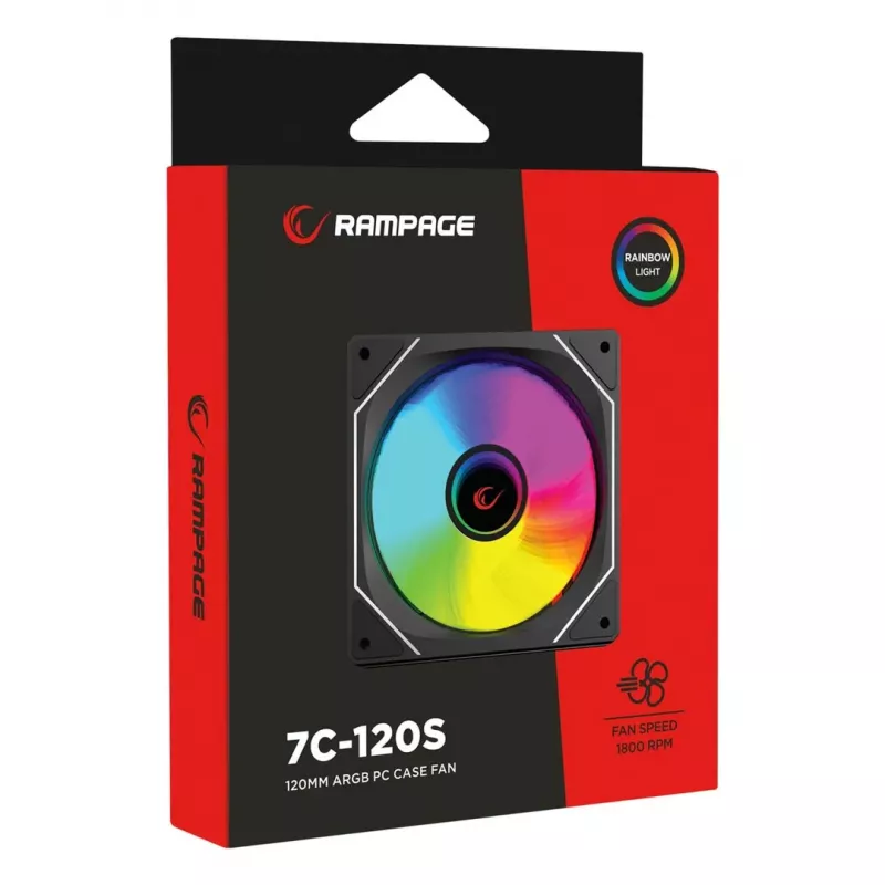 Rampage Ventola per case 120mm 1800RPM Infinite Loop ARGB PWM nero