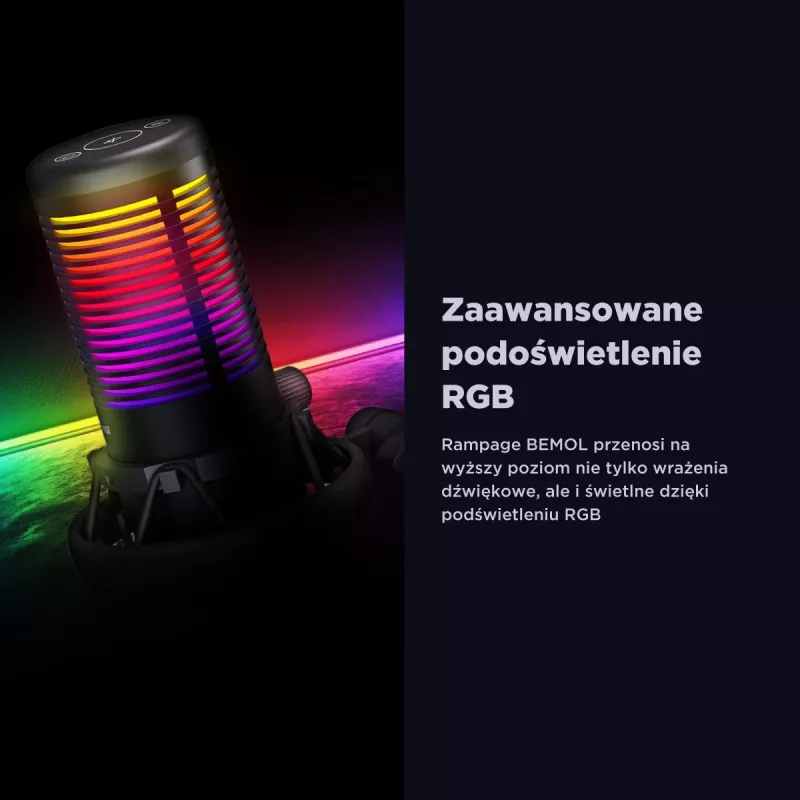 Rampage Bemol Microfono gaming USB-C RGB, nero