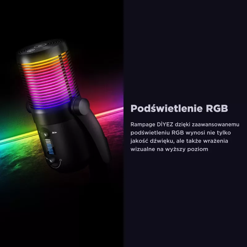 Rampage Diyez Microfono gaming USB-C RGB, nero