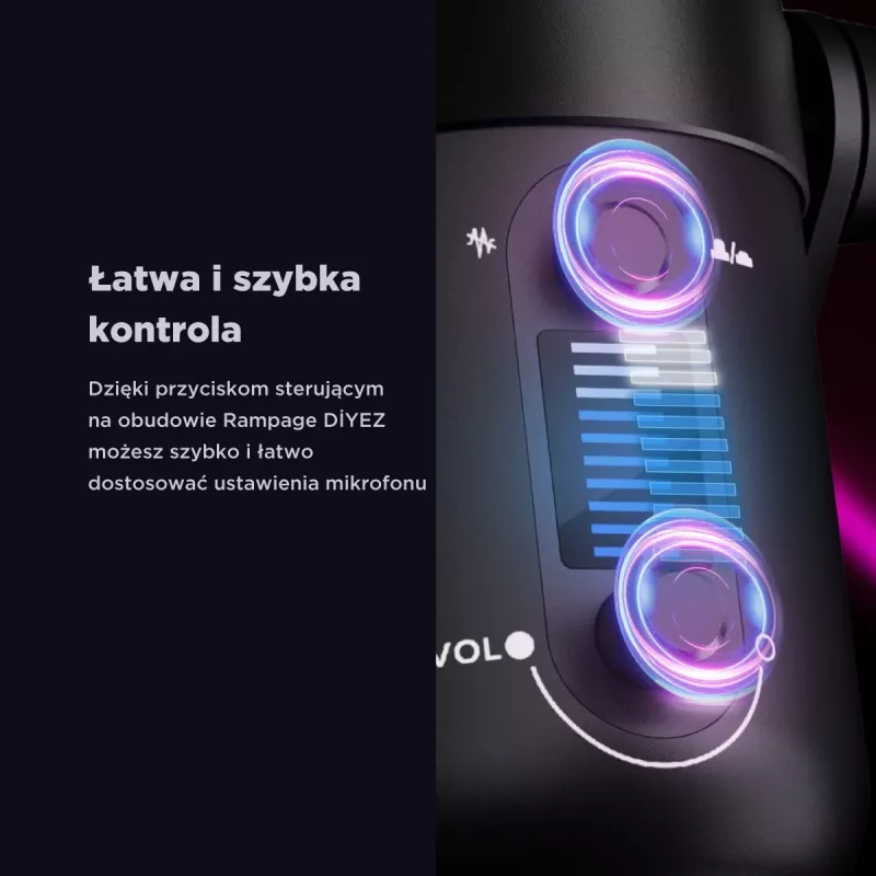 Rampage Diyez Microfono gaming USB-C RGB, nero
