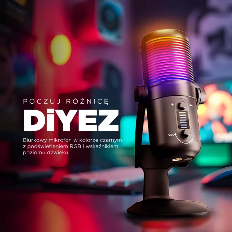 Rampage Diyez Microfono gaming USB-C RGB, nero