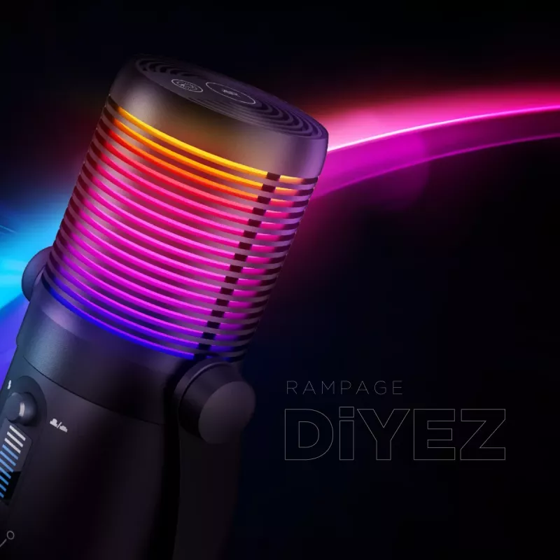 Rampage Diyez Microfono gaming USB-C RGB, nero