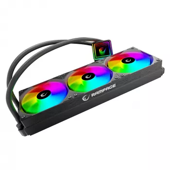 Rampage INFINITE V360 AIO Dissipatore CPU a liquido 360mm ARGB, display digitale temperatura, nero