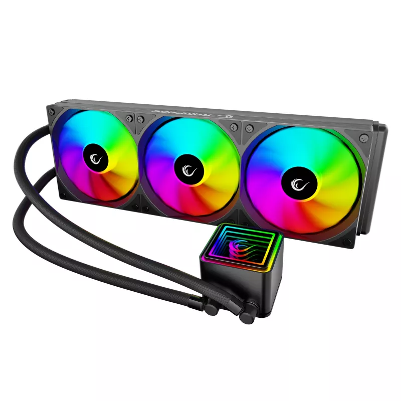 Rampage INFINITE V360 AIO Dissipatore CPU a liquido 360mm ARGB, display digitale temperatura, nero