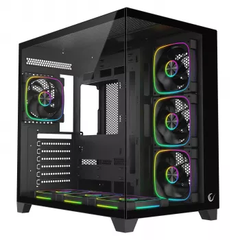 RAMPAGE SEALITE-BLACK Case PC Mid-Tower con vetro temperato, 7 ventole ARGB PWM, nero