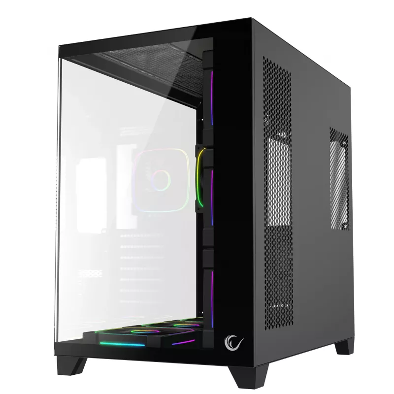 RAMPAGE SEALITE-BLACK Case PC Mid-Tower con vetro temperato, 7 ventole ARGB PWM, nero