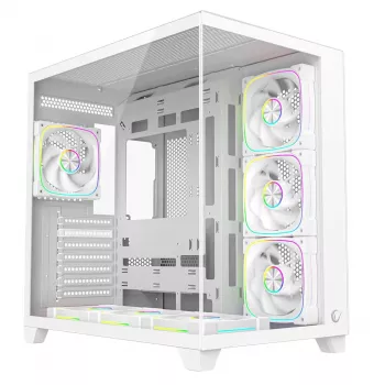 RAMPAGE SEALITE-WHITE Case PC Mid-Tower con vetro temperato, 7 ventole ARGB PWM, bianco