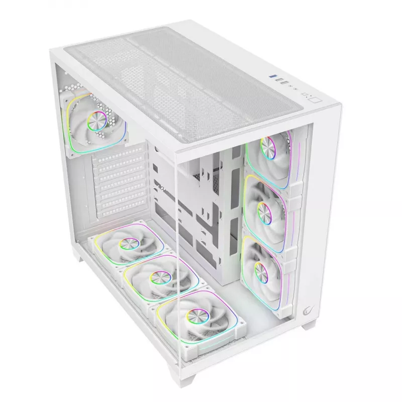 RAMPAGE SEALITE-WHITE Case PC Mid-Tower con vetro temperato, 7 ventole ARGB PWM, bianco
