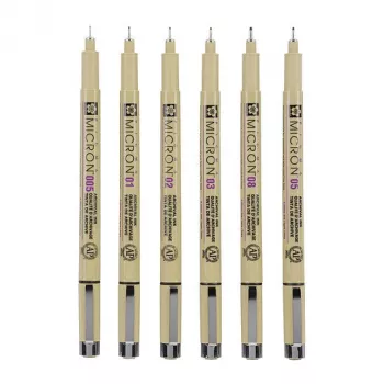 Set di penne fineliner Sakura Pigma Micron, 6 pezzi, nero