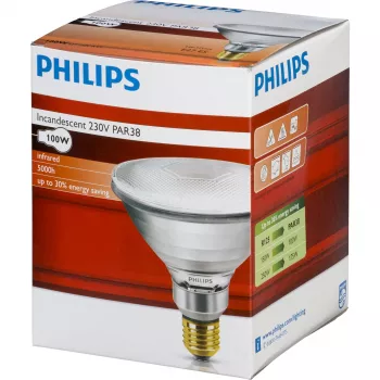 Philips lampada a infrarossi PAR38 IR 100W E27 230V trasparente
