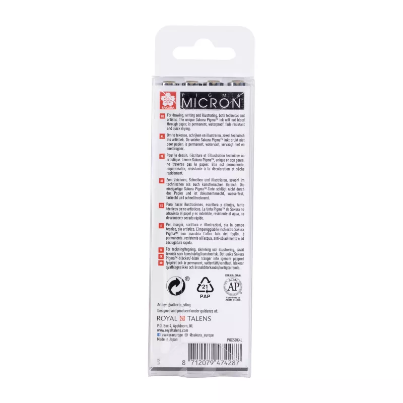 Sakura Pigma Micron set di penne fineliner Cool Gray da 4 pezzi