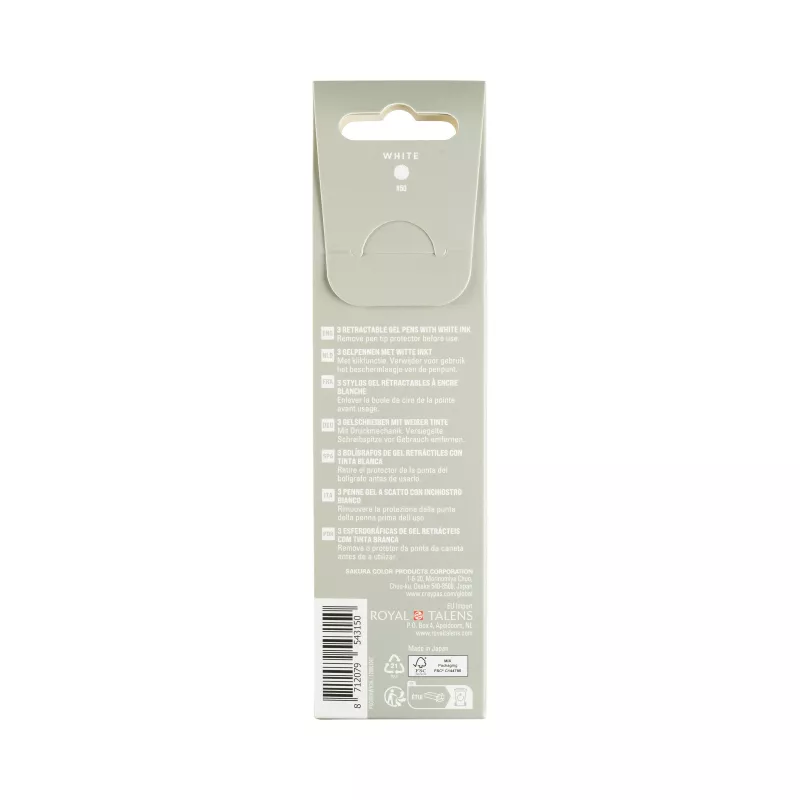 Sakura Gelly Roll Retractable Classic penna gel trasparente 0,45 mm inchiostro bianco