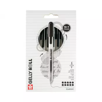 Sakura 9+1 Free Gelly Roll Retractable Classic penna gel trasparente 0,4 mm inchiostro nero confezione da 10