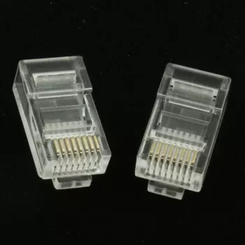 Gembird LC-8P8C-002/50 Connettore modulare RJ-45, trasparente, dorato, confezione da 50