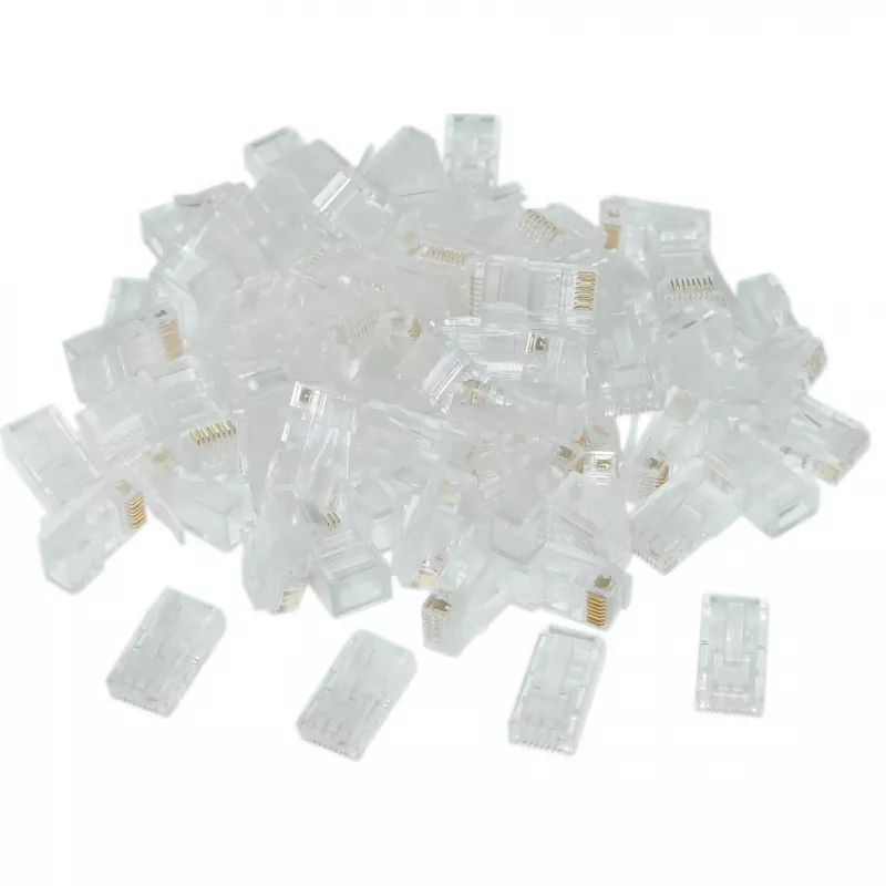 Gembird LC-8P8C-002/50 Connettore modulare RJ-45, trasparente, dorato, confezione da 50