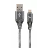 Gembird cavo premium in tessuto di cotone USB 2.0 connettore maschio Type-A a connettore maschio Micro USB-B 2m Space Grey/bianco