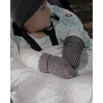 Lodger guanti neonato in lana merino 100% Graphite Pigeon 0-12 mesi