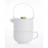 Bredemeijer Umea Tea-for-One set bianco con coperchio in bambù