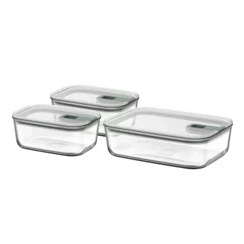 MEPAL EasyClip set di contenitori per alimenti, Nordic Green, 3 pezzi (2x 0,7 L, 1x 1,5 L)