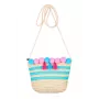 Souza! borsa in paglia per bambino naturale a righe con pompon e nappe Alaia