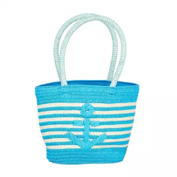 Souza! borsa in paglia per bambino blu a righe con ancora Alieke