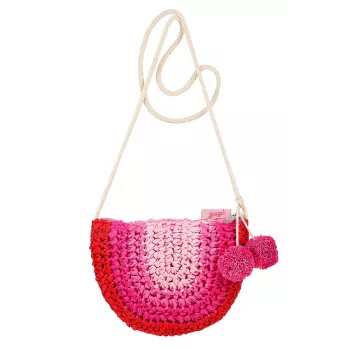 Souza! borsa a tracolla in paglia per bambino con pompon pendenti Alies rosa